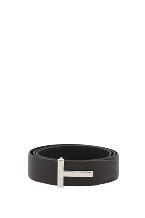 TOM FORD Reversible Grain Leather T Belt for Men - FW23