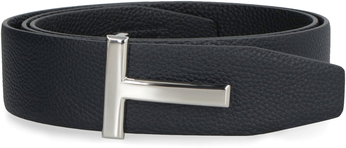 TOM FORD Reversible Grain Leather T Belt for Men - FW23