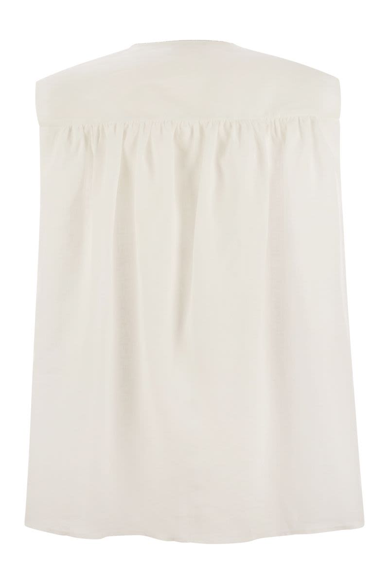 FABIANA FILIPPI Linen Sleeveless Top with Curl Detail