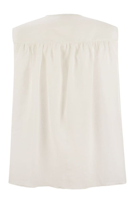 FABIANA FILIPPI Linen Sleeveless Top with Curl Detail