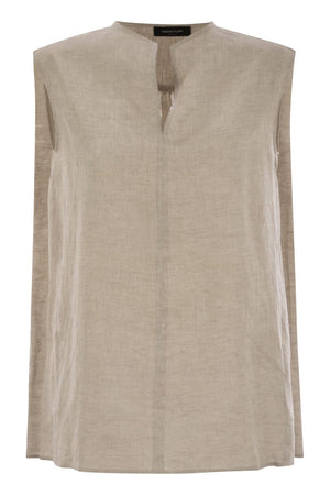 FABIANA FILIPPI Linen Sleeveless Top with Curl Detail