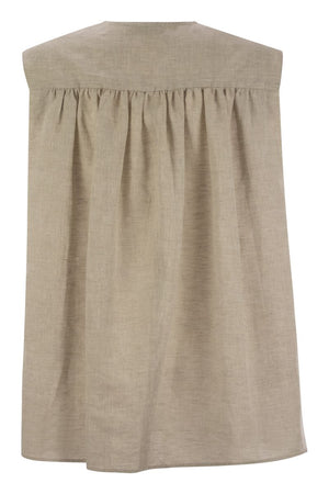 FABIANA FILIPPI Linen Sleeveless Top with Curl Detail