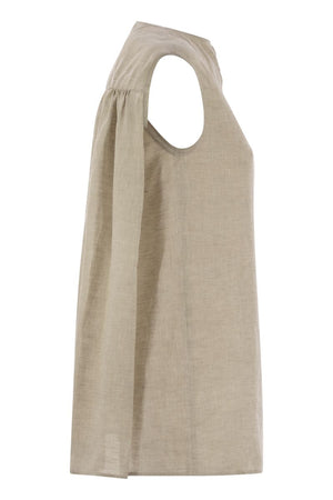 FABIANA FILIPPI Linen Sleeveless Top with Curl Detail