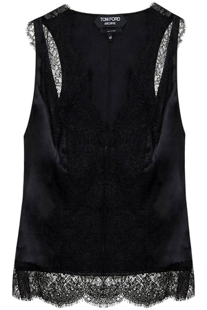 TOM FORD Silk-Satin Lace Camisole Top