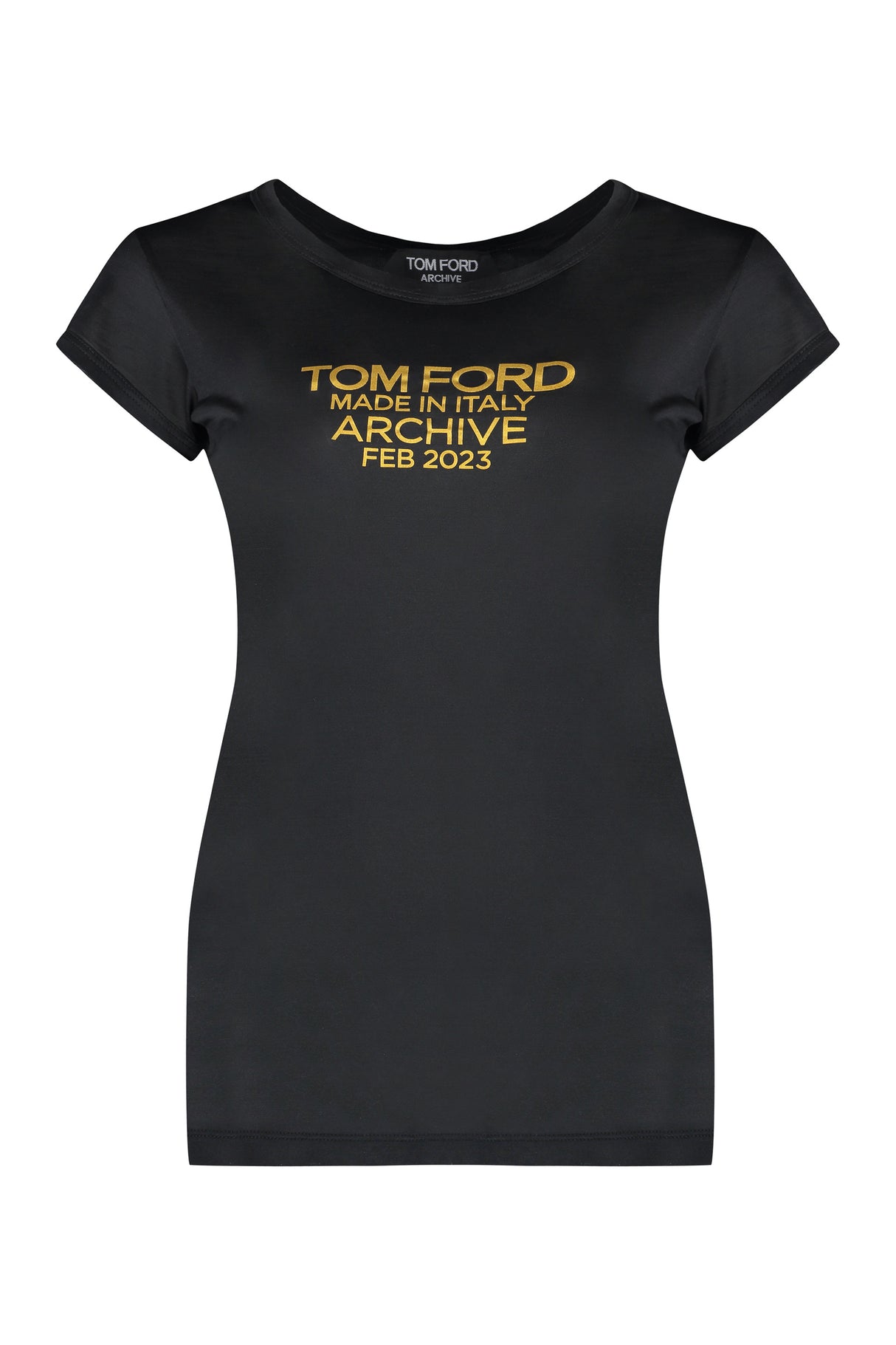 TOM FORD シャネル レディース用 贅沢なブラックシルクニットTシャツ-FW23