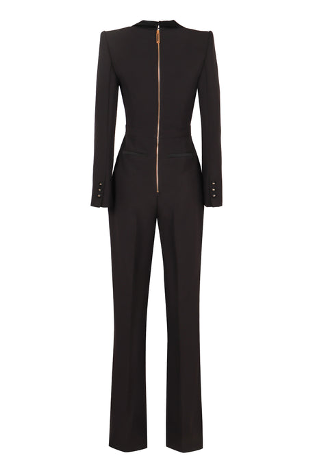 ELISABETTA FRANCHI Elegant Flared Hem Crepe Jumpsuit