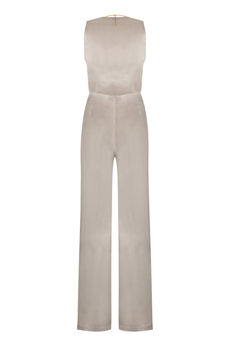 ELISABETTA FRANCHI Fluid Crepe Palazzo Jumpsuit with Innovative Bra Accessory