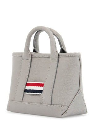 THOM BROWNE Mini Leather Micro Tool Tote Handbag with Tricolor Stripes