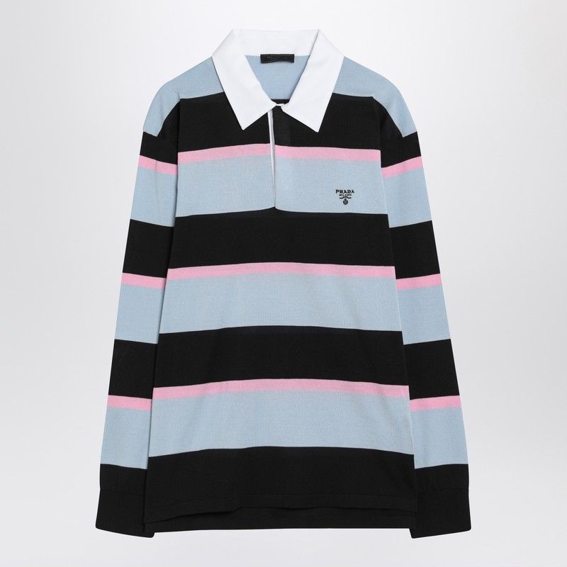 PRADA Striped Silk and Cotton Polo for Men