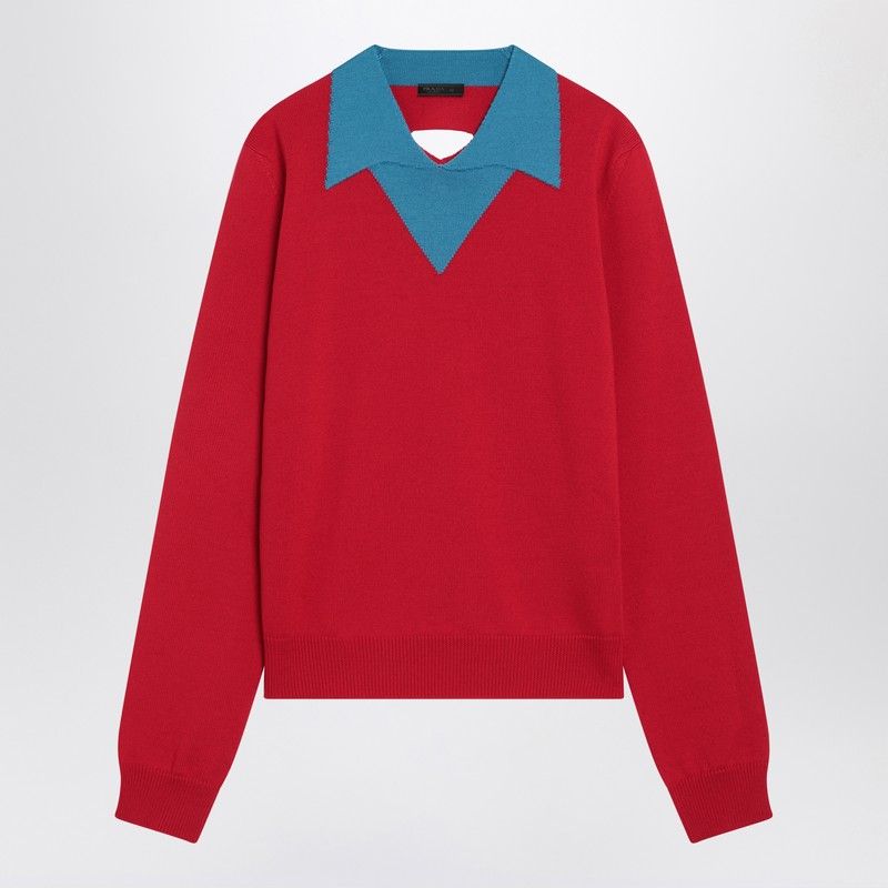 PRADA Men's Virgin Wool Sweater with Triangle Cut-Out