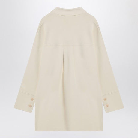 MAX MARA Ivory Blouse with Polo Collar and Asymmetrical Hem