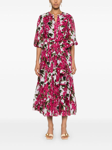 SAMANTHA SUNG Floral Print Mini Shirt Dress