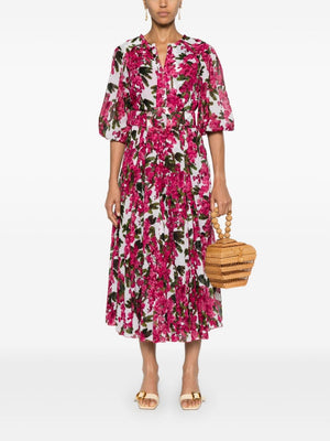 SAMANTHA SUNG Floral Print Mini Shirt Dress