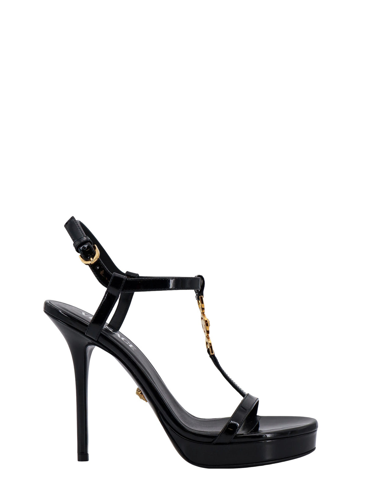 VERSACE Stunning Patent Leather Sandals with Adjustable Ankle Strap