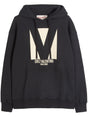 VALENTINO Men's Casual Black Cotton Hoodie with Front Pocket