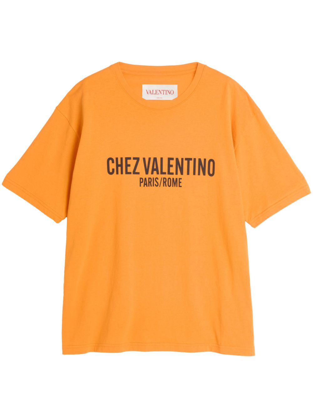 VALENTINO Casual Cotton T-Shirt for Men - Carrot Orange