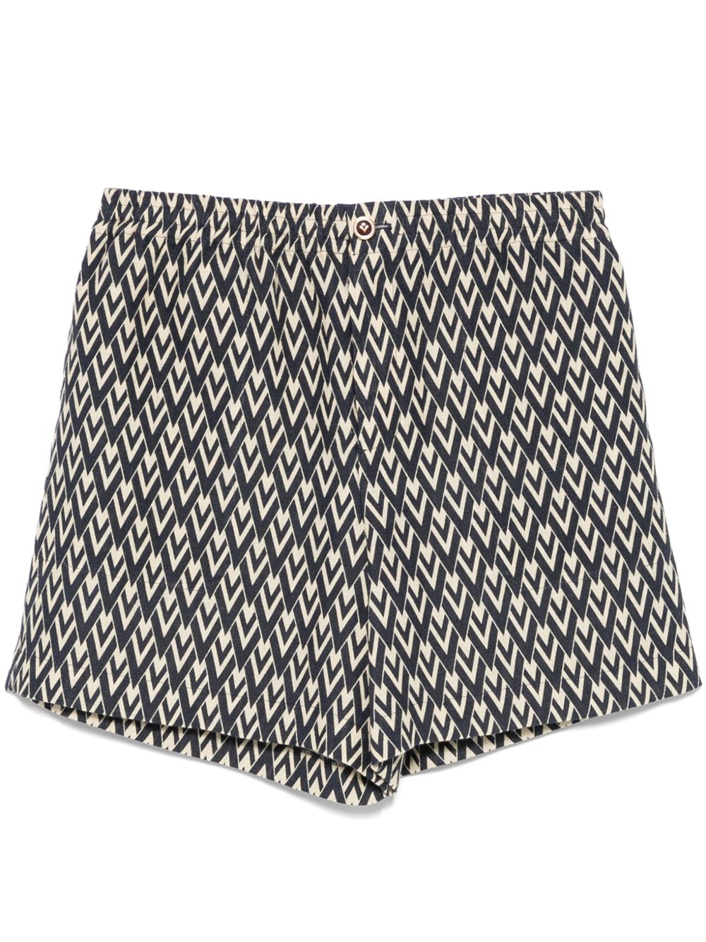 VALENTINO Linen Shorts with Concealed Fly and Elastic Waistband