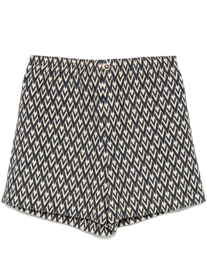 VALENTINO Linen Shorts with Concealed Fly and Elastic Waistband