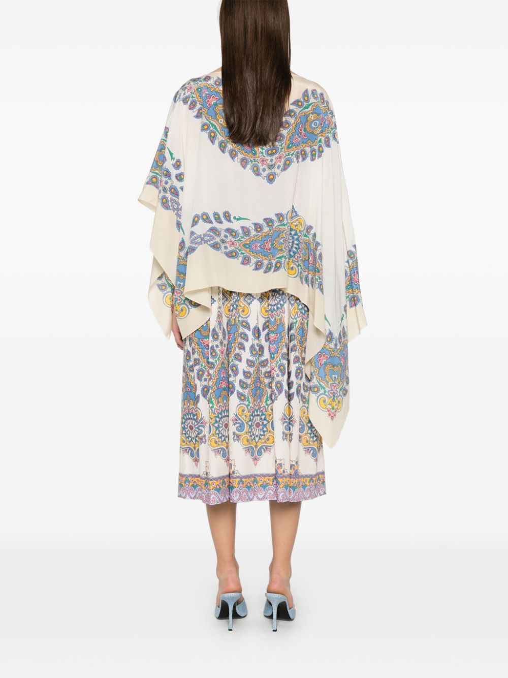 ETRO Natural Beige Mini Silk Poncho