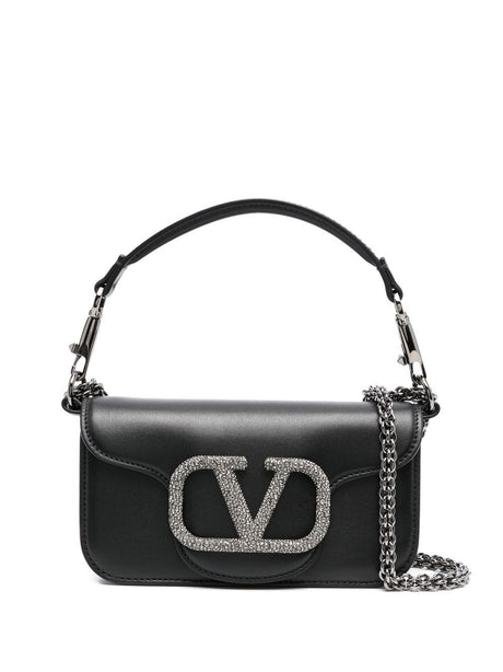 VALENTINO GARAVANI Mini Leather Shoulder Handbag with Swarovski Crystal Embellishments