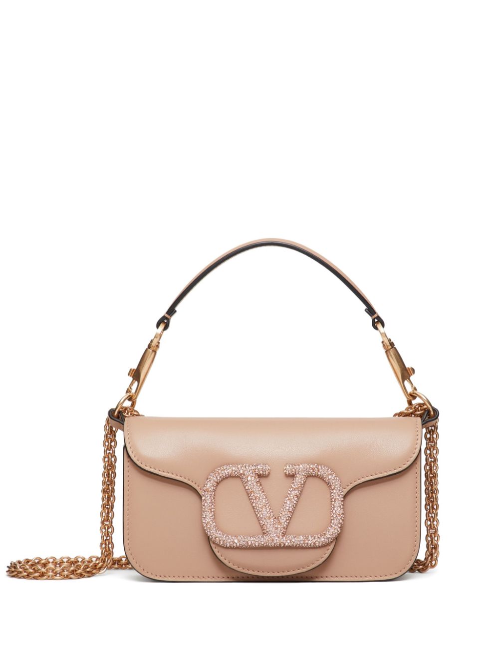 VALENTINO GARAVANI Mini Leather Shoulder Handbag with Swarovski Crystal Embellishments