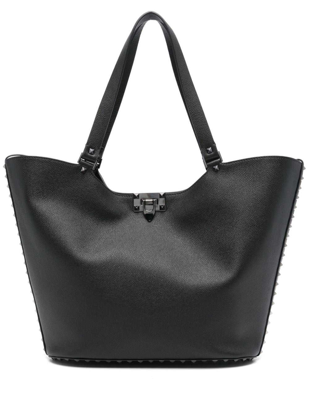 VALENTINO GARAVANI Pebbled Leather Rockstud Tote Handbag