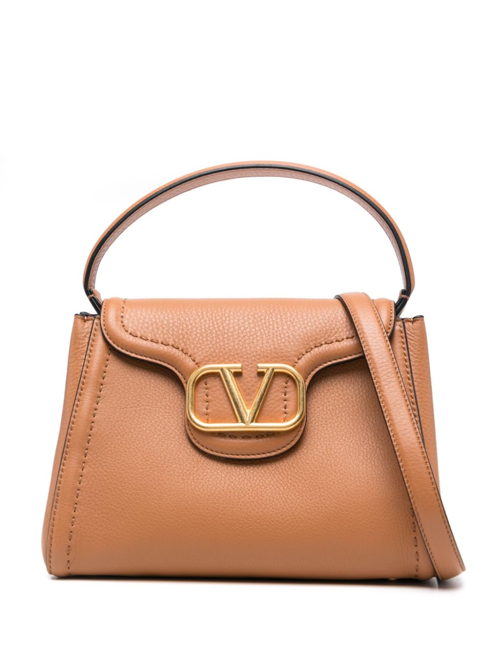 VALENTINO GARAVANI Maxi Pebbled Texture Handbag with Signature Foldover Top