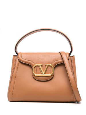 VALENTINO GARAVANI Maxi Pebbled Texture Handbag with Signature Foldover Top