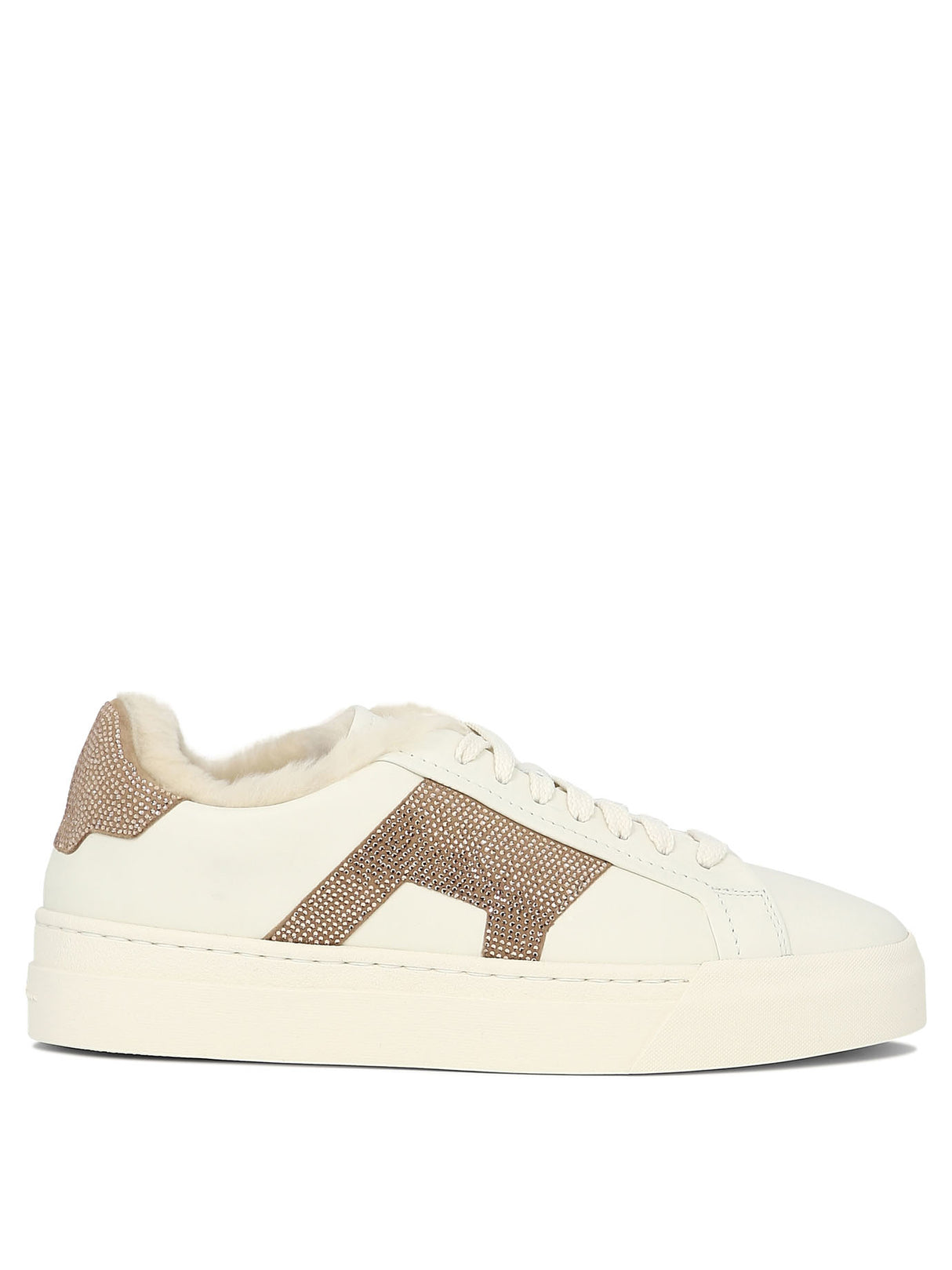 SANTONI Double Buckle Rhinestone-Embellished Sneakers