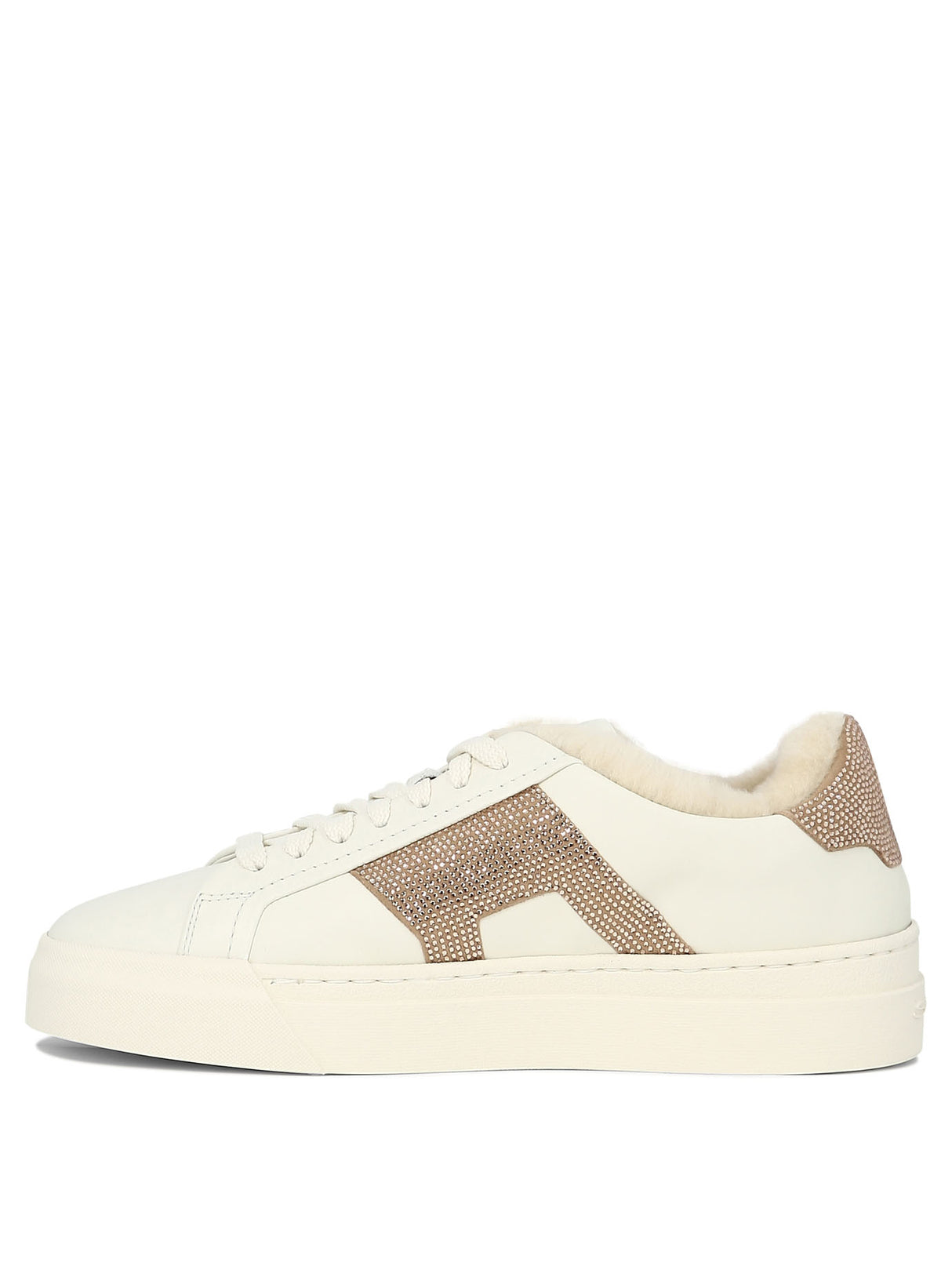 SANTONI Double Buckle Rhinestone-Embellished Sneakers