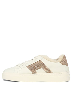 SANTONI Double Buckle Rhinestone-Embellished Sneakers