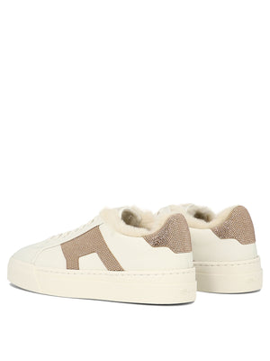 SANTONI Double Buckle Rhinestone-Embellished Sneakers