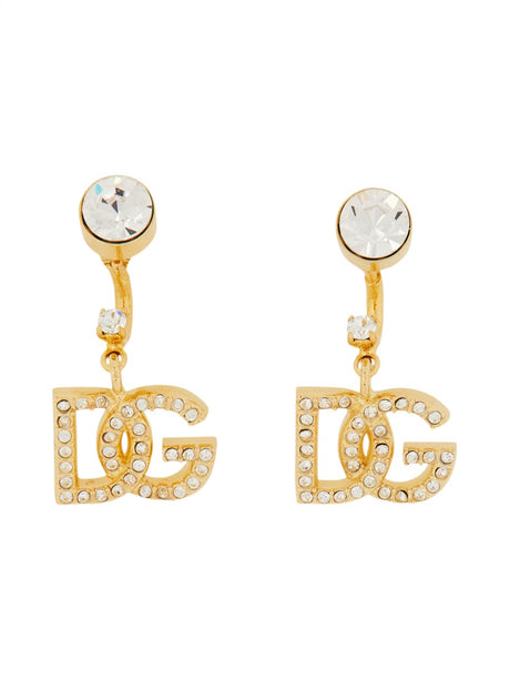 DOLCE & GABBANA Chic Logo Earrings with Strass Details