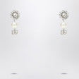 DOLCE & GABBANA Pearl & Silver Logo Pendant Earrings