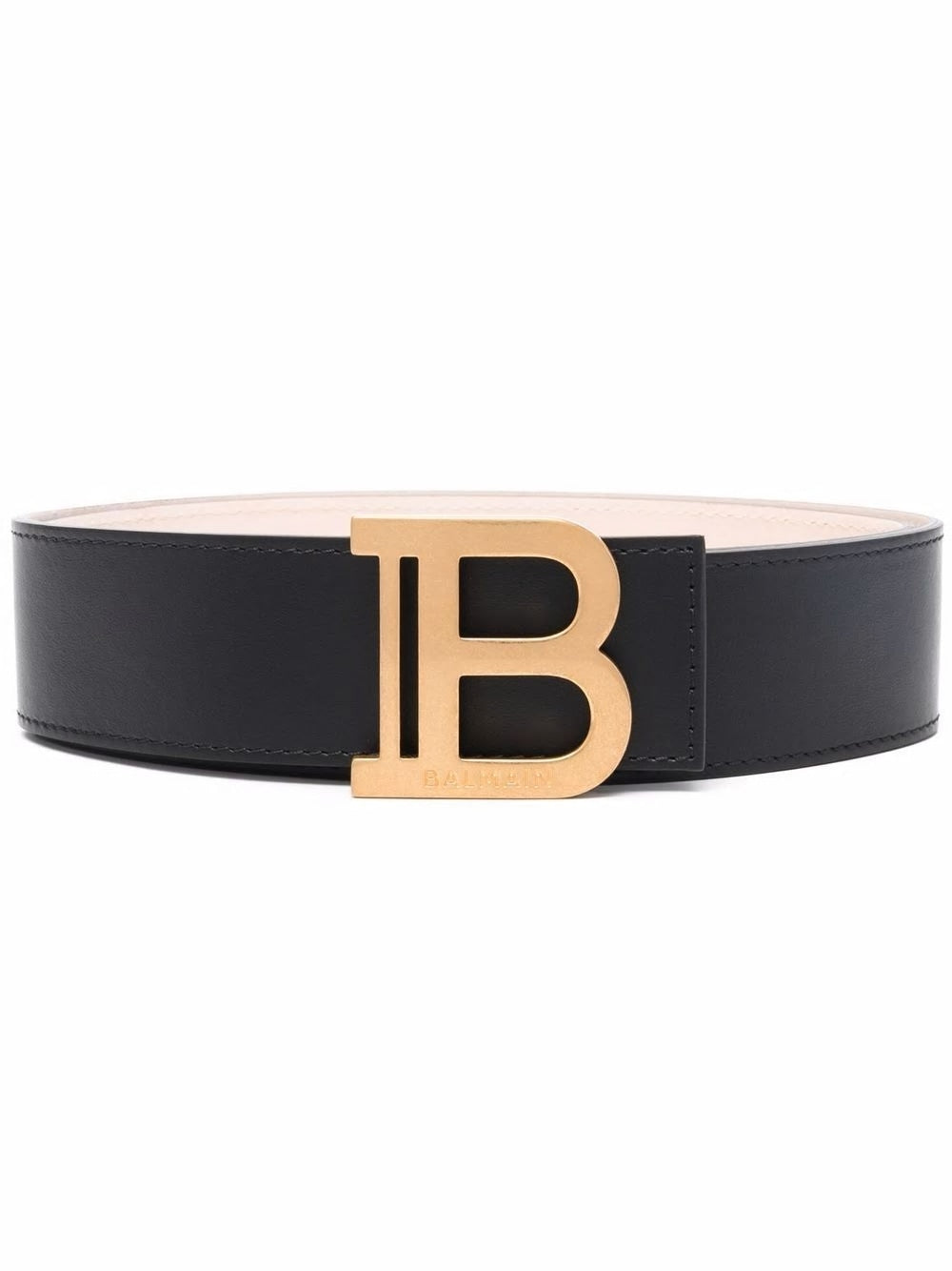 BALMAIN Mini Leather Belt with Logo Plaque - 4CM Width