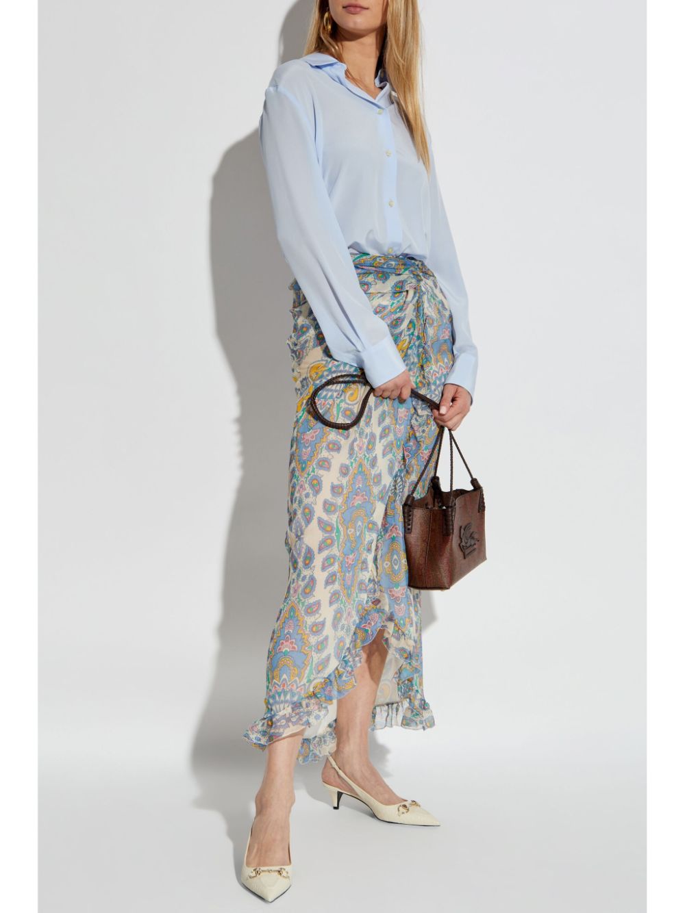 ETRO Elegant Long Silk Skirt with Abstract Pattern