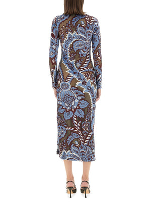 ETRO Slim Fit Velvet Jacquard Tulle Dress - Size 40 IT