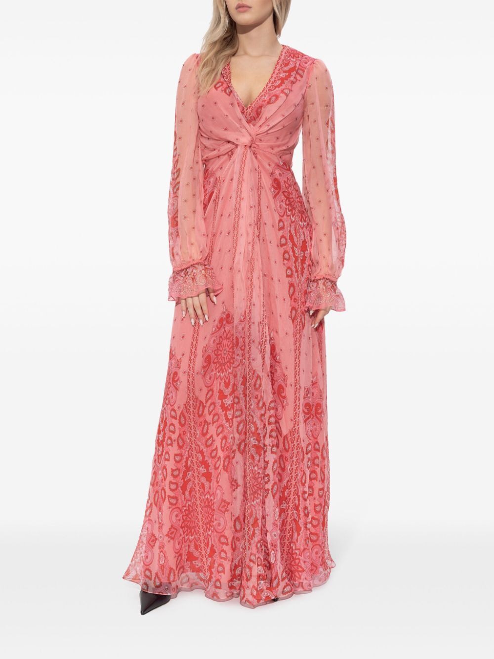 ETRO Floral Print Lightweight Silk Long Dress