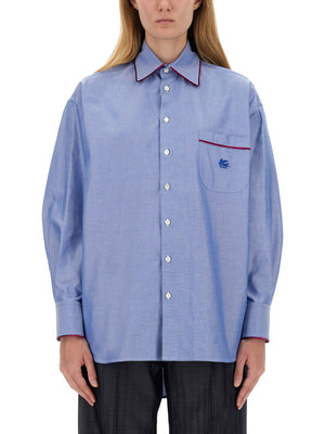 ETRO Oversized Pegasus Embroidered Shirt - Size 40