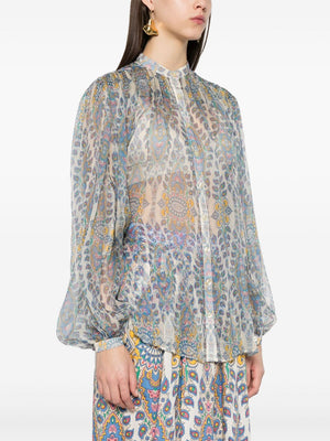 ETRO Natural Silk Blouse with Unique Pattern - Women's SS25 Collection