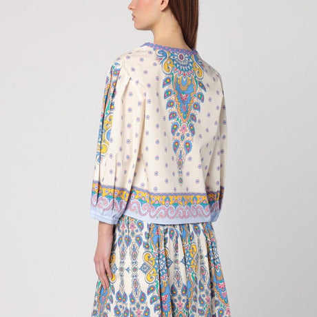 ETRO Floral Printed Cotton Blouse with Balloon Sleeves