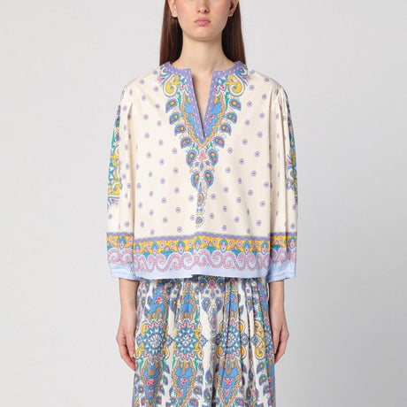 ETRO Floral Printed Cotton Blouse with Balloon Sleeves