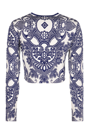 ETRO Cropped Jacquard Knit Cardigan