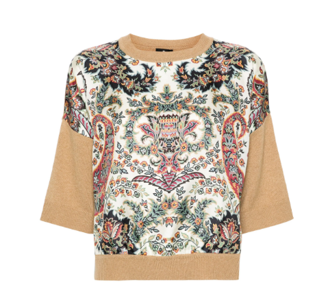 ETRO Floral Knit Top with Silk Paneling - Women’s S/M