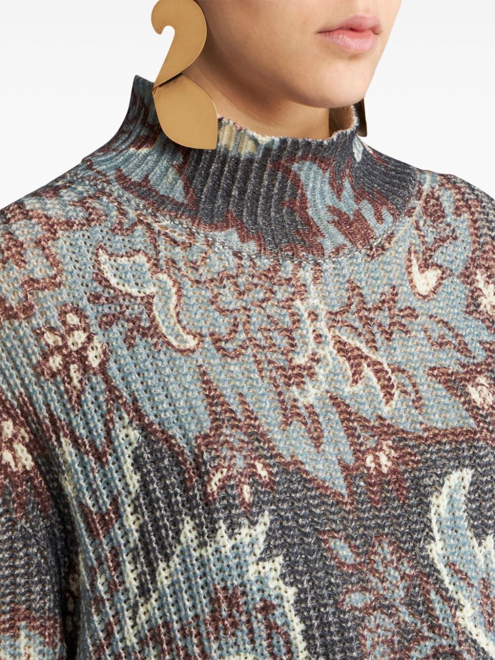 ETRO ペイズリー模様の高級ウールタートルネックセーター