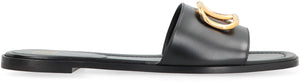 VALENTINO Signature Leather Slide Sandals