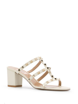 VALENTINO GARAVANI Rockstud Leather Block Heel Sandals 60mm