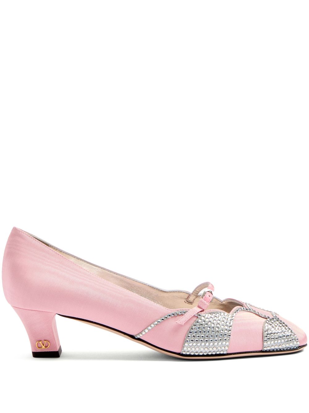 VALENTINO GARAVANI Embellished Bow Detail Pumps with Low Block Heel