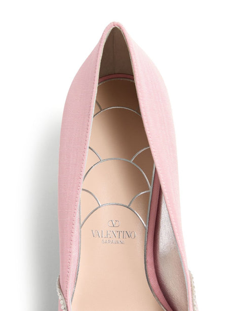 VALENTINO GARAVANI Embellished Bow Detail Pumps with Low Block Heel