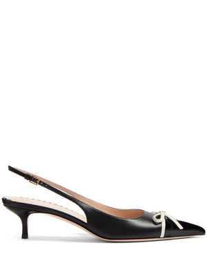 VALENTINO GARAVANI Leather Slingback Pumps with Bow Detailing